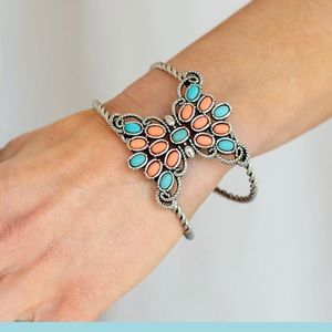 Turquoise and Orange Cuff